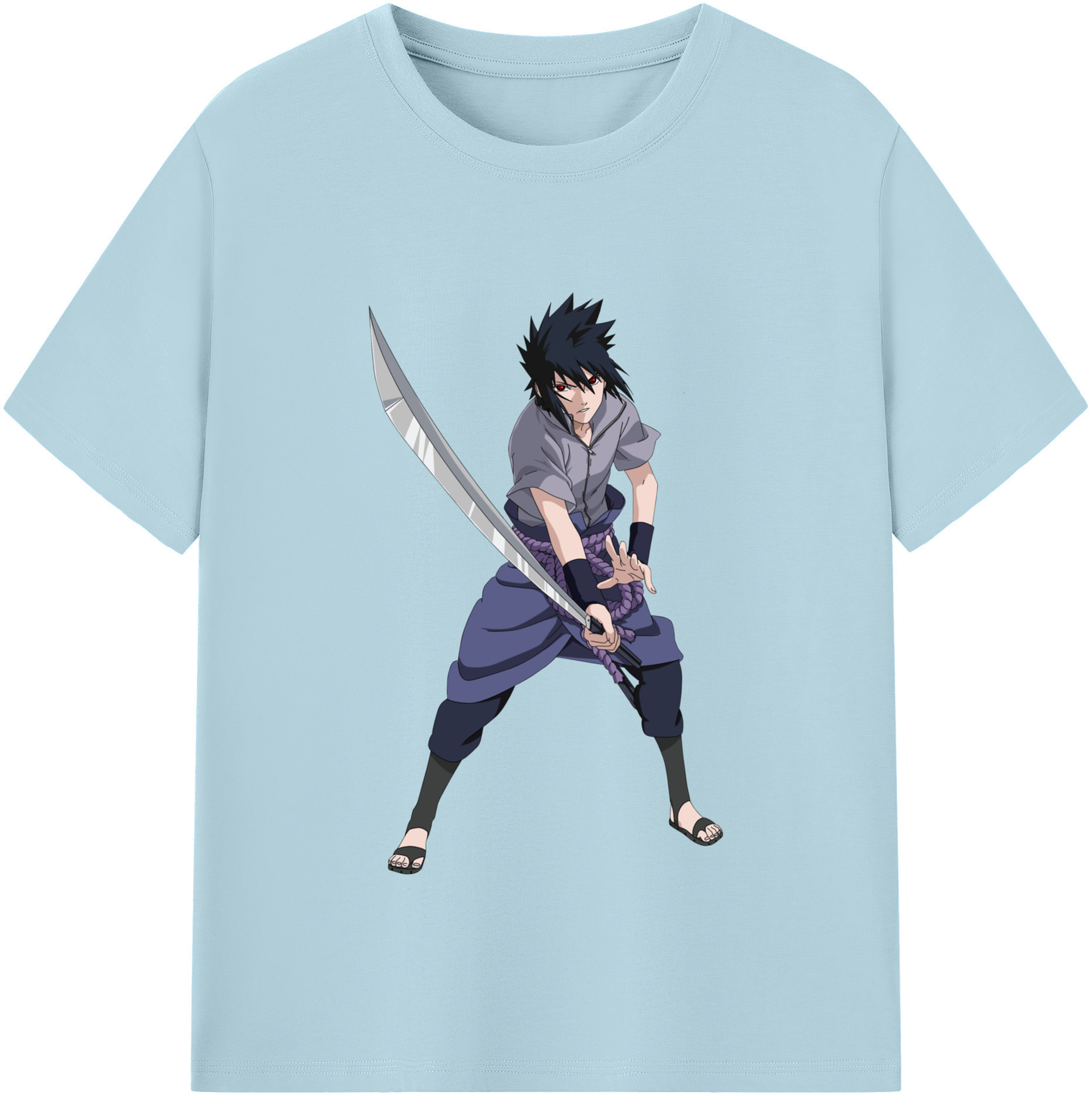 （画像用） NARUTO -ナルト- うちは サスケ Uchiha Sasuke 綿100％半袖Tシャツ（フロントプリント）
